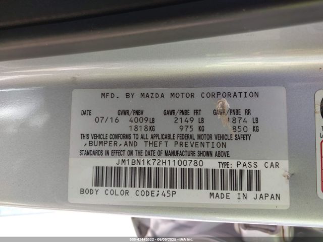 2017 MAZDA MAZDA3 JM1BN1K72H1100780 Photo 8