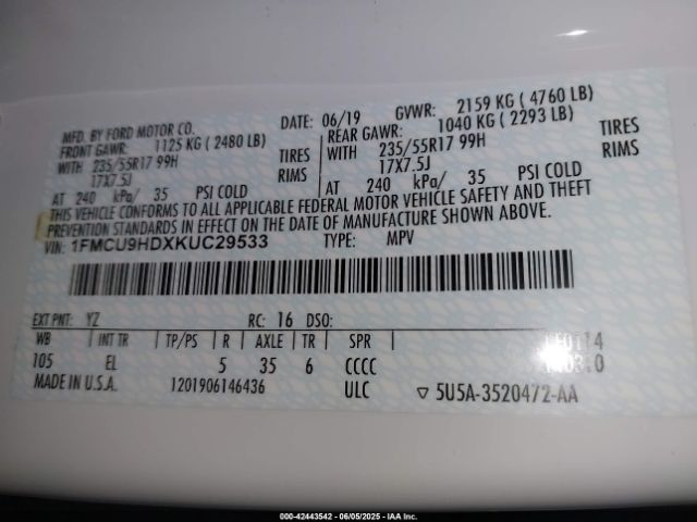 2019 FORD ESCAPE 1FMCU9HDXKUC29533 Photo 8