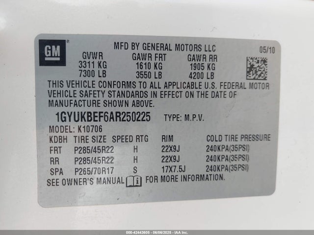 2010 CADILLAC ESCALADE 1GYUKBEF6AR250225 Photo 8