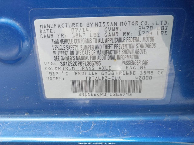 Nissan 2015 2015 3N1CE2CP0FL365795 Image 9