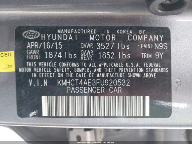 KMHCT4AE3FU920532 Hyundai ACCENT GLS