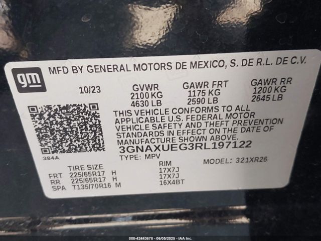 3GNAXUEG3RL197122 Chevrolet Equinox Awd Lt