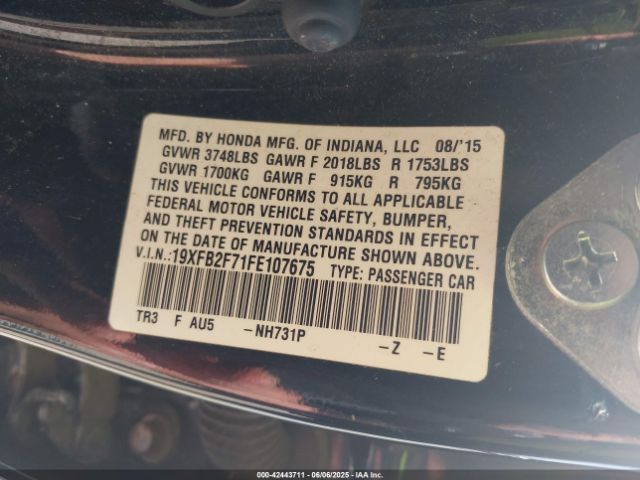 19XFB2F71FE107675 Honda r18z1