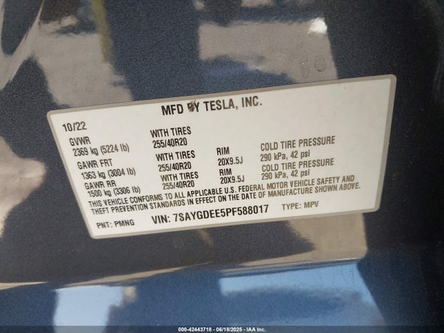 2023 TESLA MODEL Y 7SAYGDEE5PF588017 Photo 8