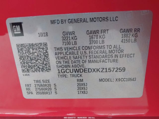 1GCUWDEDXKZ157259 Chevrolet l84 - di, dfm, alum, gen 5, var 2