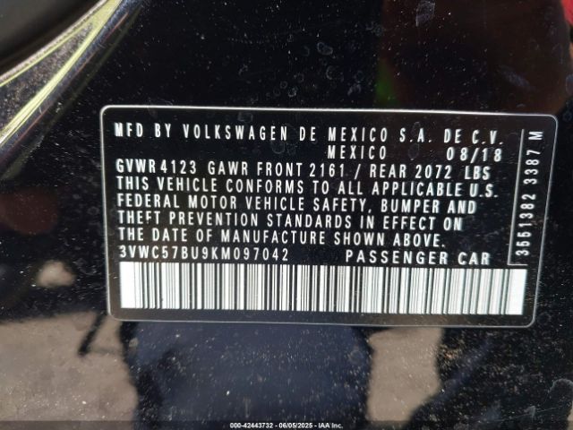 3VWC57BU9KM097042 Volkswagen 1.4 tsi