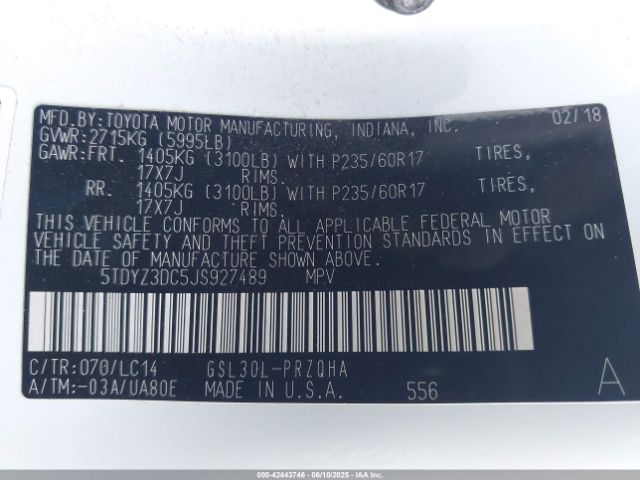 2018 TOYOTA SIENNA 5TDYZ3DC5JS927489 Photo 8