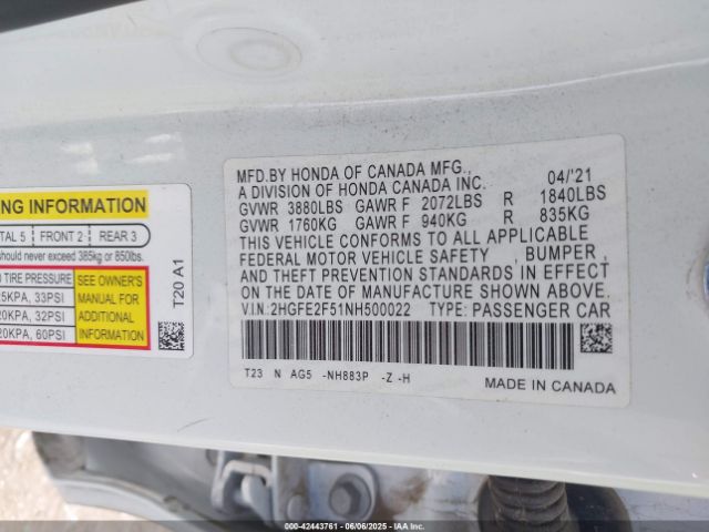 2022 HONDA CIVIC 2HGFE2F51NH500022 Photo 8