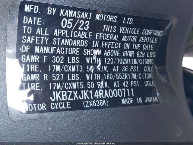 2024 KAWASAKI ZX636 JKBZXJK14RA000711 Photo 9