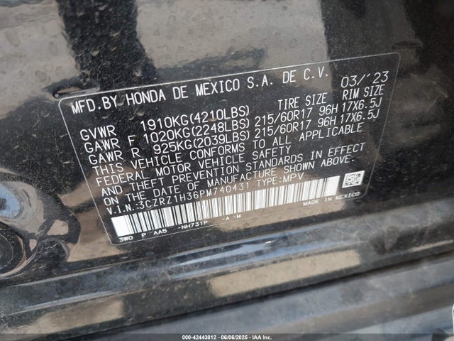 3CZRZ1H36PM740431 Honda k20z5
