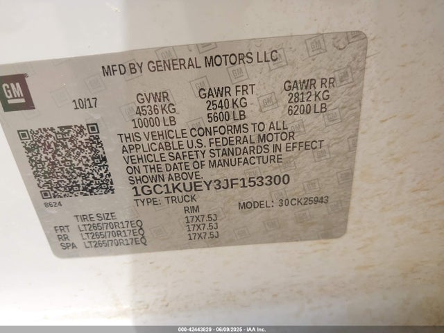 1GC1KUEY3JF153300 Chevrolet Silverado 2500hd Wt