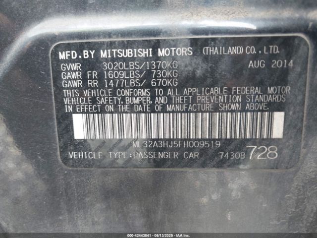 2015 MITSUBISHI MIRAGE ML32A3HJ5FH009519 Photo 8