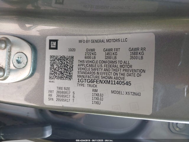 1GTG6FENXM1140545 GMC lgz - di, vvt, alum, var2, gen 2