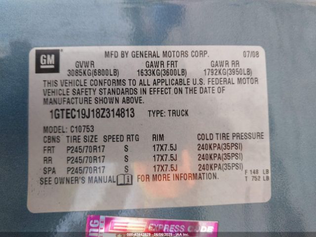 2008 GMC SIERRA 1500 1GTEC19J18Z314813 Photo 8