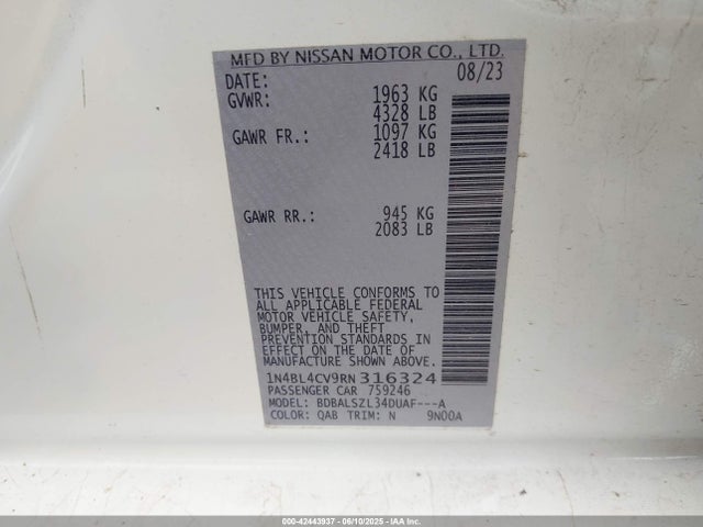 Nissan 2024 2024 1N4BL4CV9RN316324 Image 9