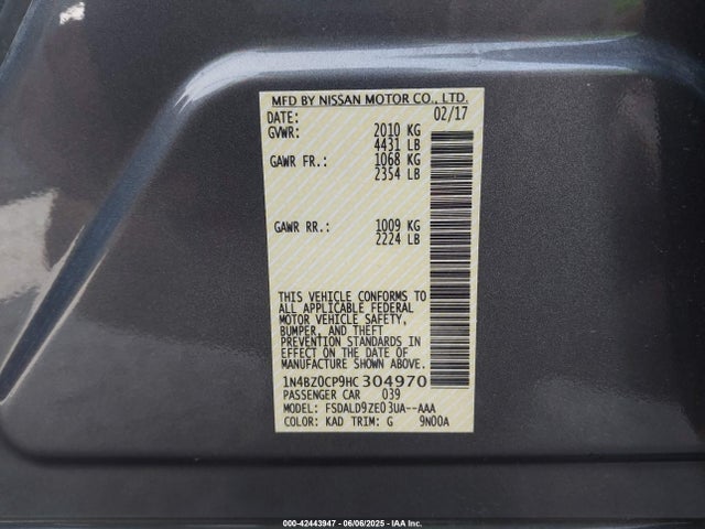 1N4BZ0CP9HC304970 Nissan 2017
