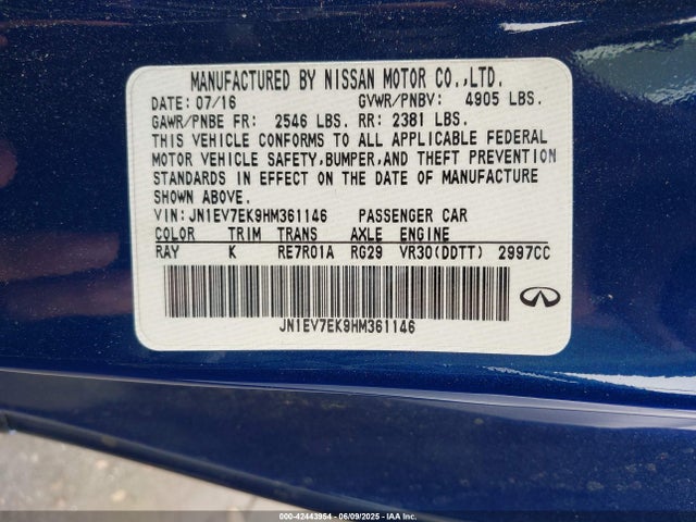 JN1EV7EK9HM361146 Infiniti Q60 3.0t Premium