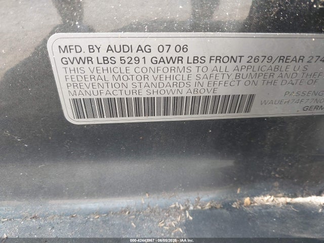 2007 AUDI A6 WAUEH74F77N021296 Photo 8