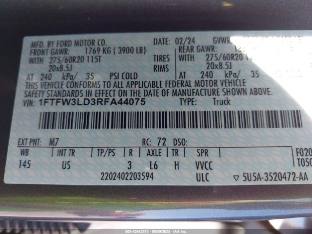 2024 FORD F-150 1FTFW3LD3RFA44075 Photo 8
