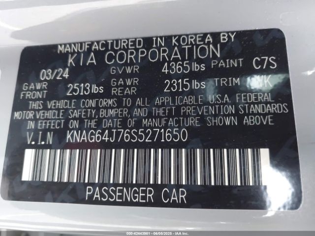 KNAG64J76S5271650 KIA K5 Gt-line