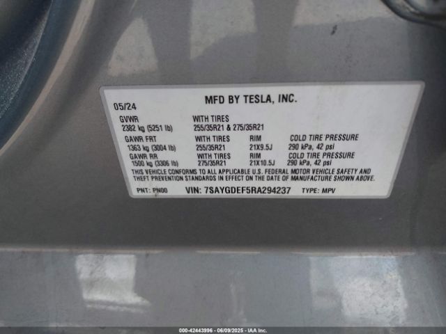 2024 TESLA MODEL Y 7SAYGDEF5RA294237 Photo 8