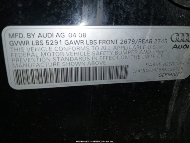 2008 AUDI A6 WAUDH74F88N136728 Photo 8