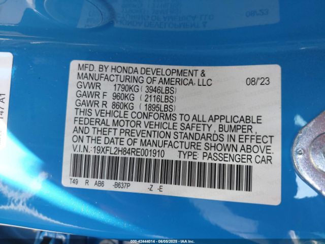 2024 HONDA CIVIC 19XFL2H84RE001910 Photo 8