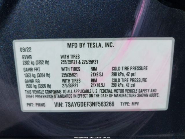 2022 TESLA MODEL Y 7SAYGDEF3NF563266 Photo 8