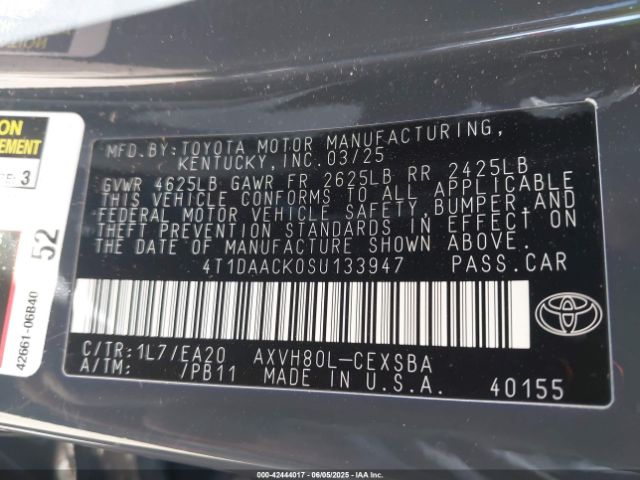 4T1DAACK0SU133947 Toyota CAMRY SE