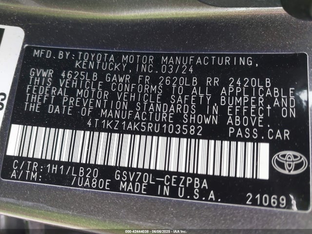 4T1KZ1AK5RU103582 Toyota 2gr-fks