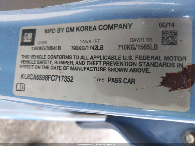 KL8CA6S98FC717352 Chevrolet Spark Ls Manual