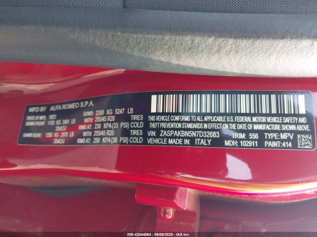 2022 ALFA ROMEO STELVIO ZASPAKBN5N7D32683 Photo 8