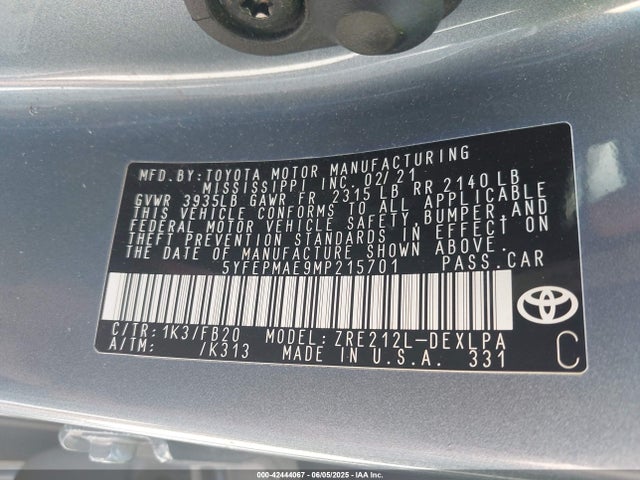 Toyota COROLLA LE 2021 5YFEPMAE9MP215701 Image 27