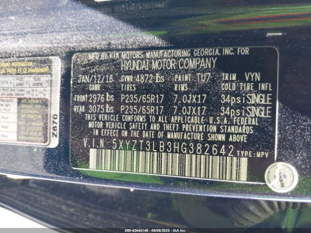 5XYZT3LB3HG382642 Hyundai Santa Fe Sport 2.4l
