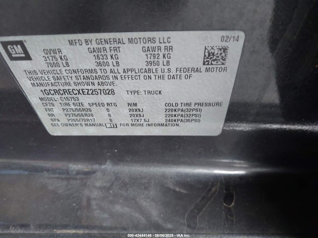 1GCRCRECXEZ257028 Chevrolet l83 - vvt, afm (active fuel management), aluminum