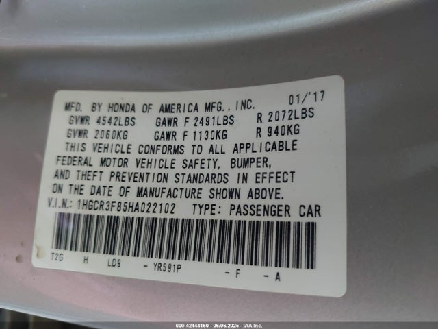 1HGCR3F85HA022102 Honda j35y1