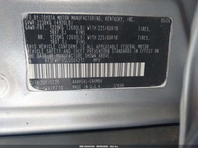 4T3EWRFV5LU004217 Toyota a25-fxz, 3nm+4nm
