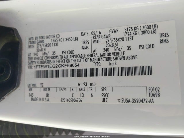 Ford 2016 2016 1FTEW1EG2GKE69654 Image 9