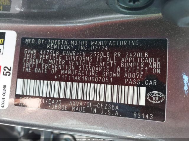 4T1T11AK1RU907051 Toyota a25a-fks