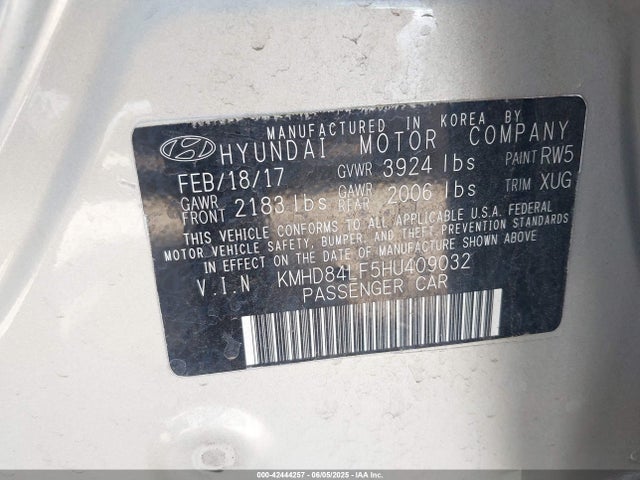 KMHD84LF5HU409032 Hyundai Elantra