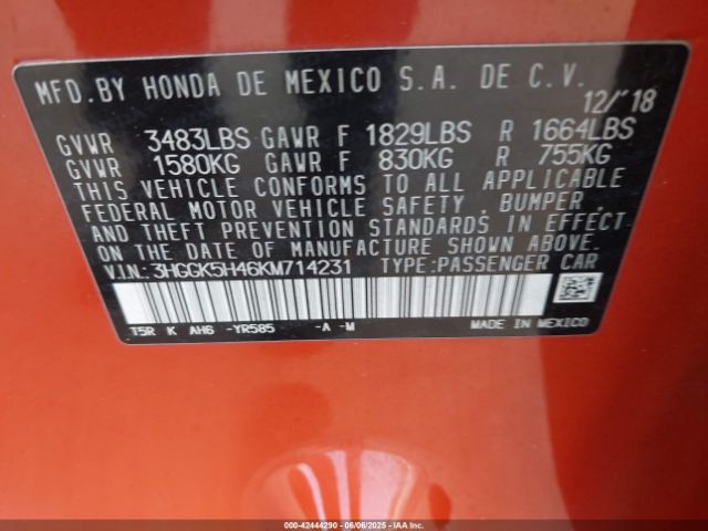 2019 HONDA FIT 3HGGK5H46KM714231 Photo 8