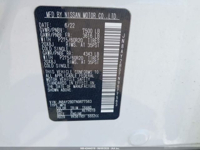 2022 NISSAN ARMADA JN8AY2BD7N9677563 Photo 8