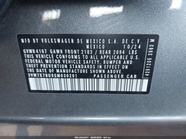 3VW7X7BU9SM030291 Volkswagen Jetta 1.5t Se
