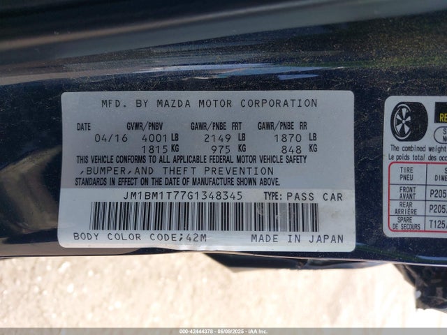 JM1BM1T77G1348345 Mazda pe