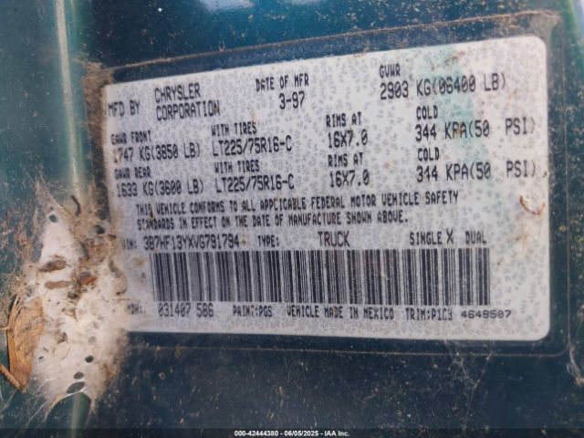1997 DODGE RAM 1500 3B7HF13YXVG791794 Photo 8