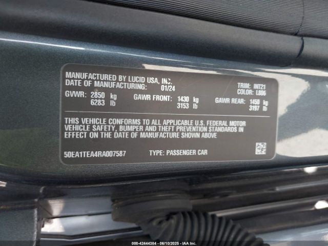 2024 LUCID AIR 50EA1TEA4RA007587 Photo 8