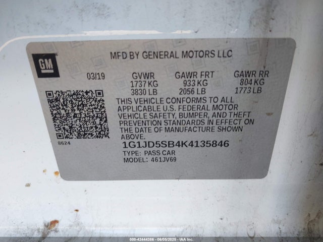 1G1JD5SB4K4135846 Chevrolet luv - mfi, variable valve timing, alum, e85 max