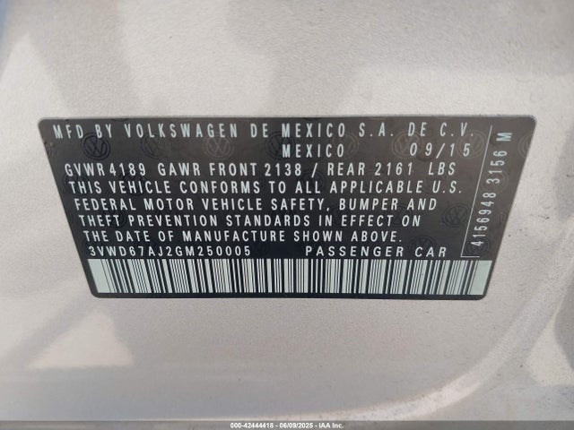 3VWD67AJ2GM250005 Volkswagen Jetta