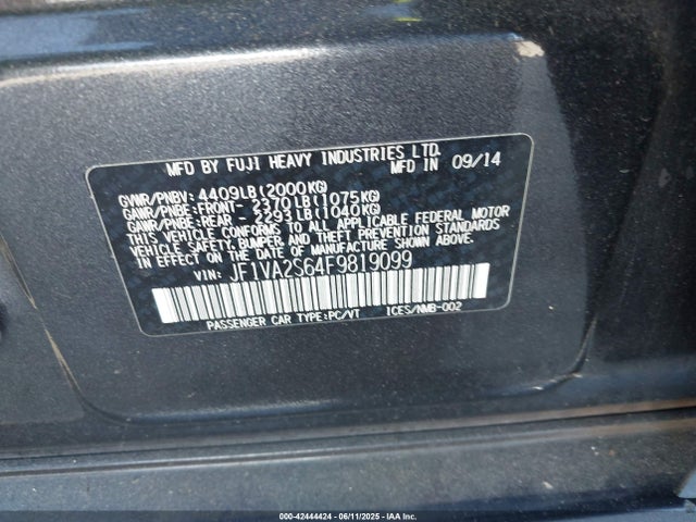 Subaru 2015 2015 JF1VA2S64F9819099 Image 9