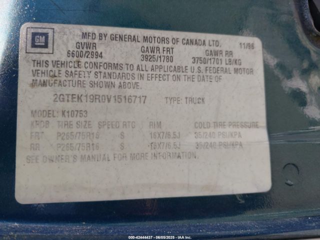 1997 GMC SIERRA 1500 2GTEK19R0V1516717 Photo 8